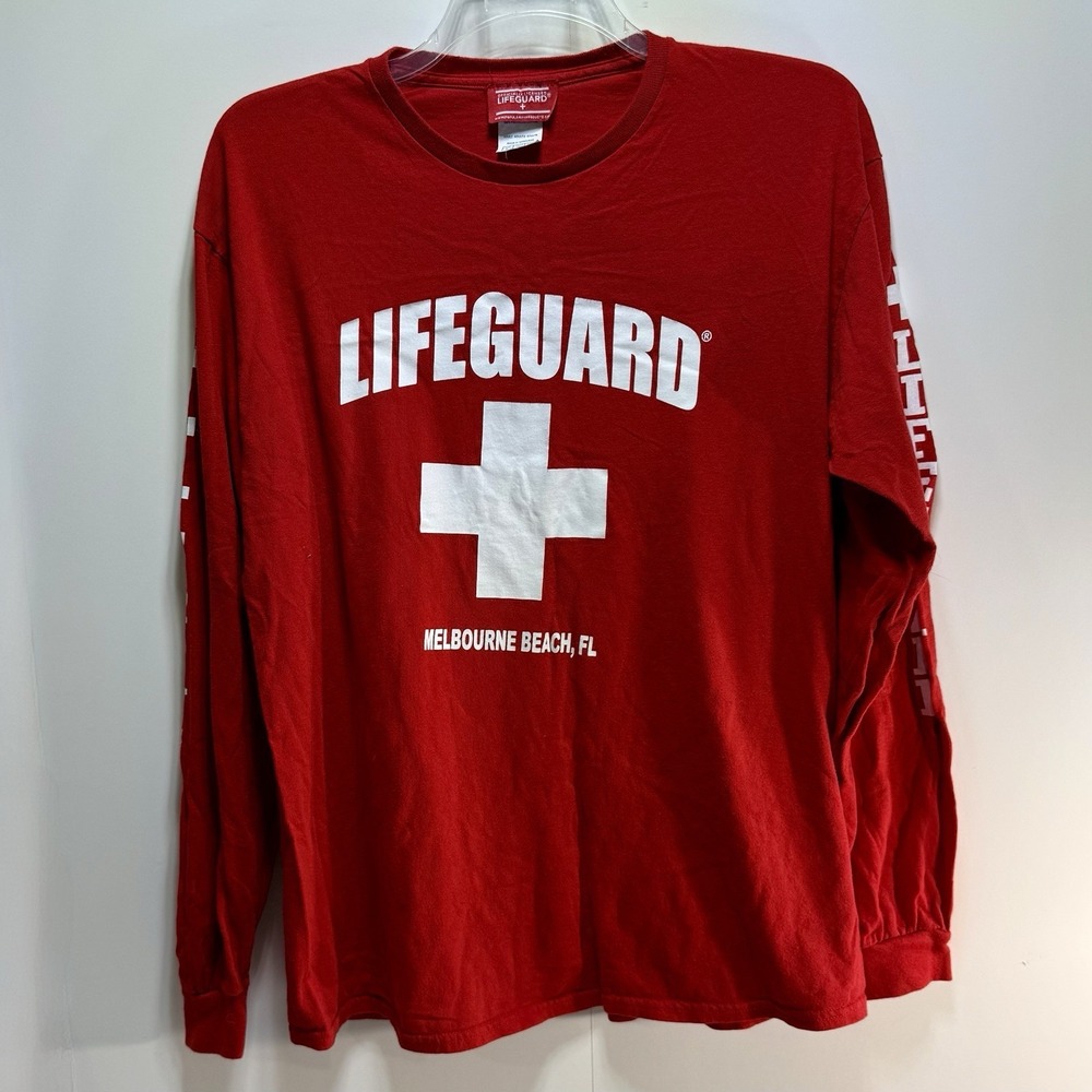 Lifeguard Official T-Shirt Men's Large Melbourne Beach, FL Florida Long Sleeve